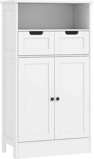 Aosom Badzimmerschrank Weiß mit 2 Schubladen und verstellbaren Ablagen, B/T/H: 60 x 30 x 108,8 cm - Bild 1