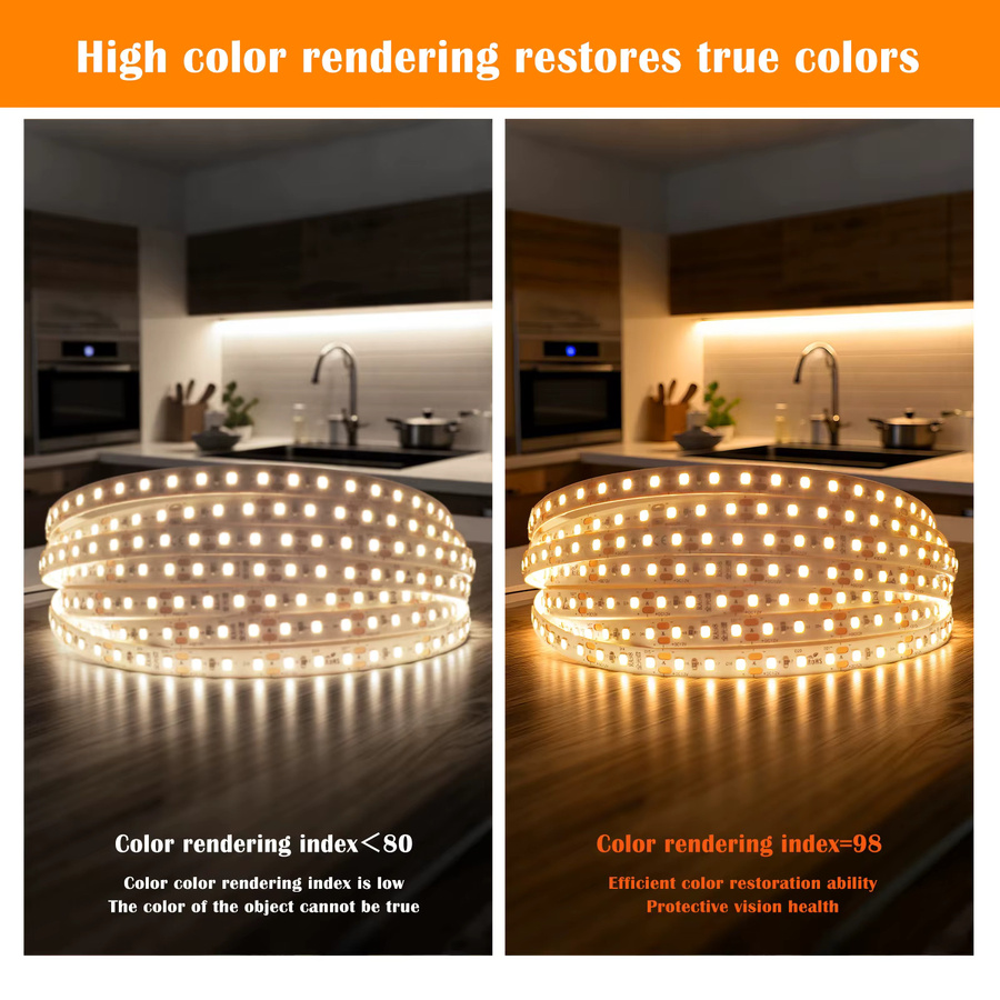 KISUFU RGB LED-Streifen mit RA98, ultradünnes 5 mm PCB, 120 LEDs/m, 2835 SMD, multicolor, für Heimbeleuchtung - Bild 2