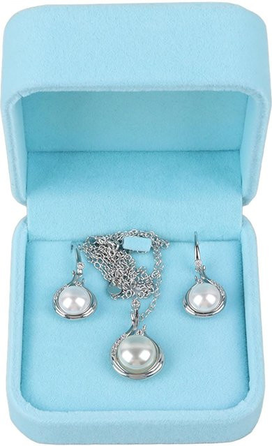 TOMTOP JMS Schmuckset Damen, Kunstperlen, Silber, Blue - Bild 1