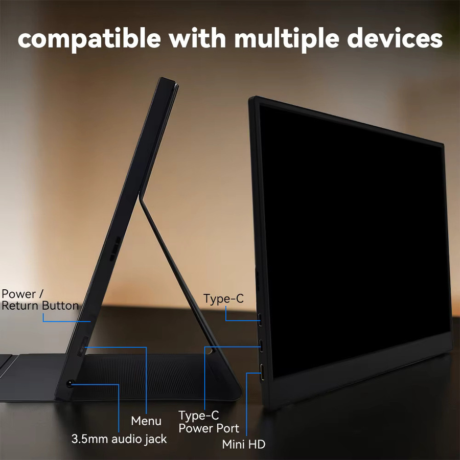 SOYO Tragbarer Monitor SY15FN60 15,6 Zoll FHD 1080P Ultra-Slim IPS-Display in Schwarz mit USB-C und HDMI für Smartphone, Xbox und PS5 - Bild 4