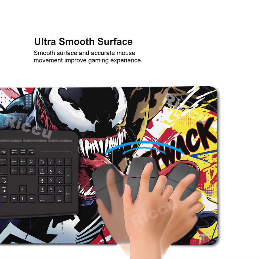 Potdemiel Marvel Comic Venom Mauspad, rutschfeste Schreibtischunterlage für PC und Laptop, B/H: 90 x 40 cm, Multicolour - Bild 3