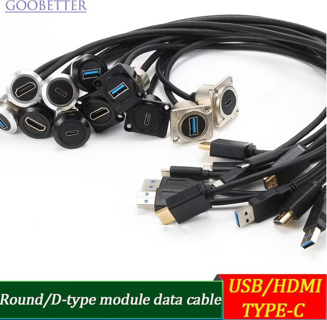 Industrielle Frontplattenmontage mit USB-A, USB-C und HDMI Verlängerungskabeln für Auto-PC, Industrie-Computergehäuse und Server-Chassis - Bild 1