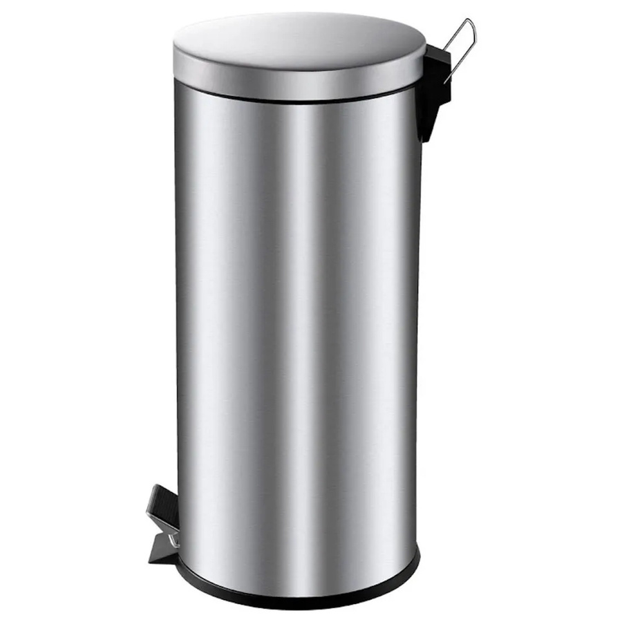 PROREGAL Runder Tretabfallsammler aus Edelstahl mit herausnehmbarem Kunststoff-Inneneimer, Silber, Volumen: 30 Liter, H x B x T: 64 x 30 x 33 cm - Bild 2