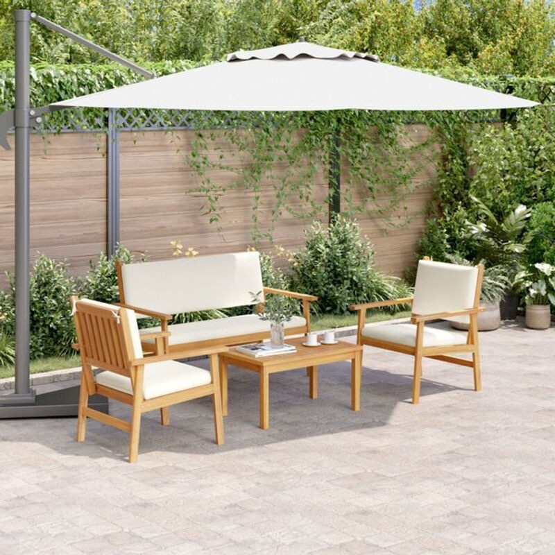 4-teilige moderne Garten-Sofagarnitur aus Massivholz Akazie in Braun mit Kissen von Vidaxl - Bild 1