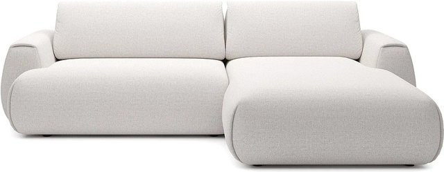 Vente-unique Schlafsofa Monelia in L-Form mit Schlaffunktion und Auszugsschublade, Farbe: Off White Weiß, Material: Chenille-Stoff, Breite: 270 cm - Bild 1