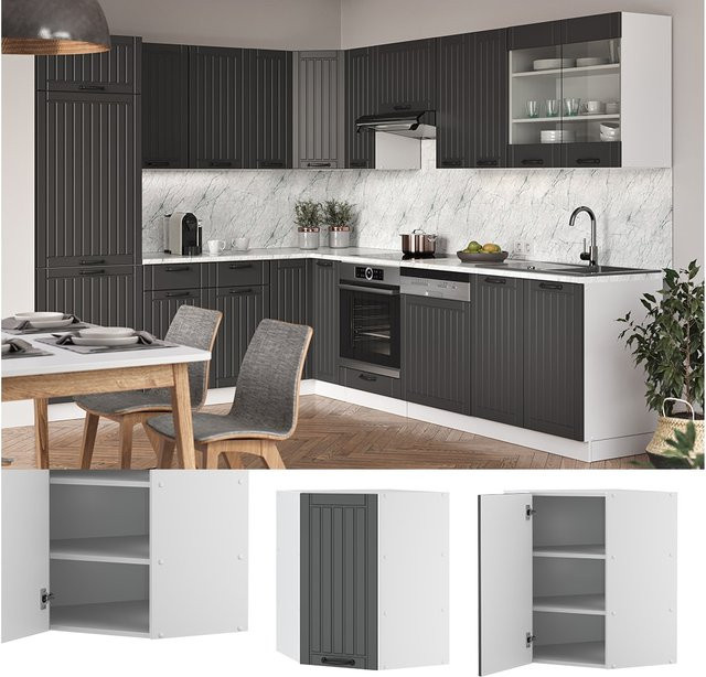 Vicco Eckhängeschrank Fame-Line Landhaus Küchenschrank Anthrazit/Weiß Breite: 57 cm - Bild 1
