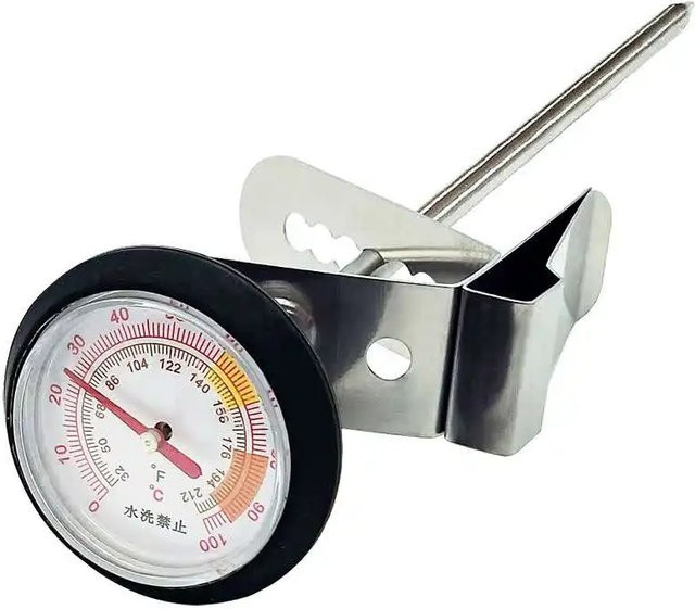 YRP Milchkännchen-Thermometer aus Edelstahl in Silber für Kaffee und Milch - Bild 1