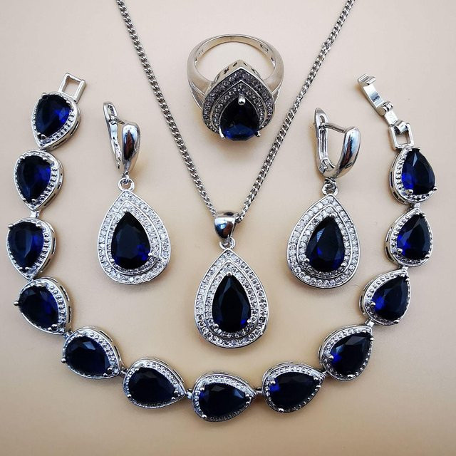YIRAN Jewelry Schmuckset Halskette Ohrringe, Kupfer, Diamant, Smaragd, Zirkonia - Bild 1