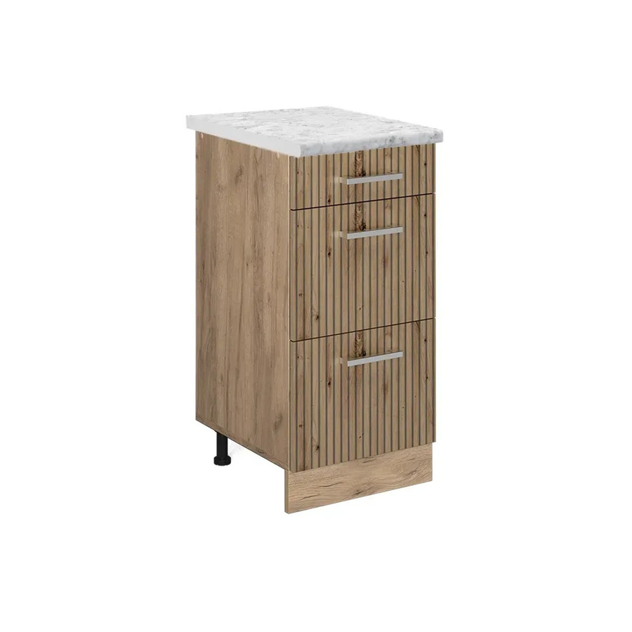 Vicco Küchenunterschrank R-Line Artisan-Eiche/Goldkraft Eiche mit Marmor-Optik, B/T/H: 40 x 60 x 81,6 cm - Bild 2