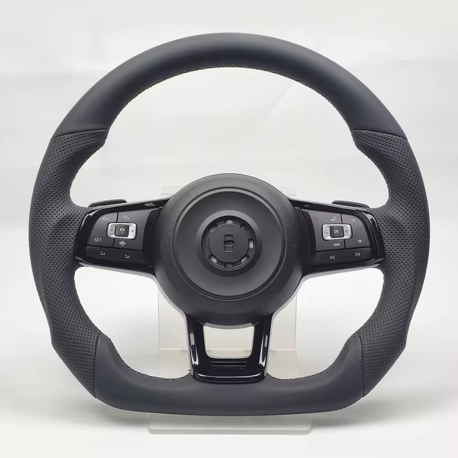 COIKA Sportlenkrad für VW Golf 6/7, GTI, Scirocco, Jetta, Passat und Tiguan mit flachem Boden und halbperforiertem Leder in Schwarz-Rot - Bild 2