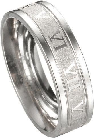 SILVERHOO Fingerring Titanstahl, römische Ziffern, Silber, Unisex, US 9 - Bild 1