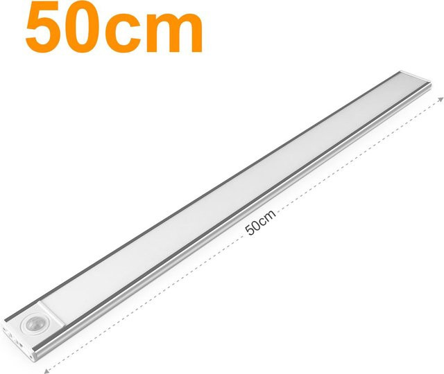 Lcamaw Lighting LED-Unterschrank-Spot mit PIR-Bewegungssensor, USB wiederaufladbar, weißes Aluminium-Nachtlicht mit Magnetbefestigung für Küchenregal und Kleiderschrank - Bild 1