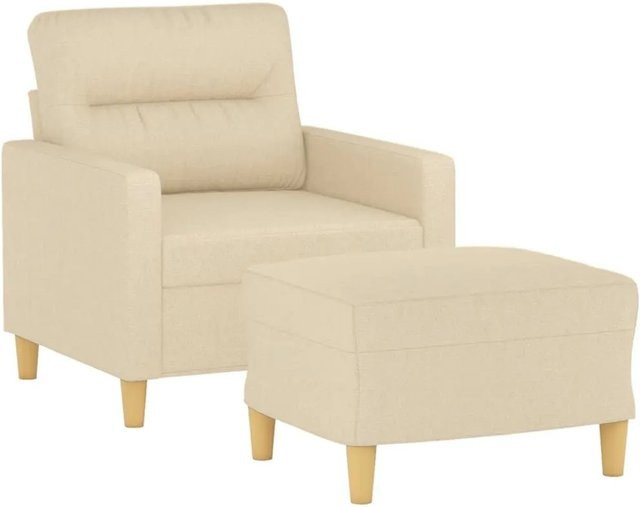 vidaXL Sessel mit Hocker in Beige, moderner Relaxsessel aus Stoff mit Armlehnen - Bild 1