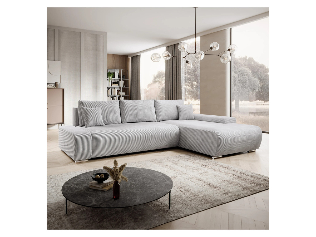 Juskys Sofa Iseo L-Form mit Schlaffunktion und Ottomane, Hellgrau, B/T/H: 260 x 180 x 81 cm - Bild 2