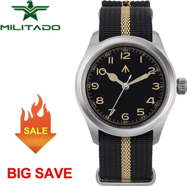 Militado Armbanduhr, Quarz, Edelstahl, Saphirglas, 38 mm, Herren, Schwarz - Bild 1