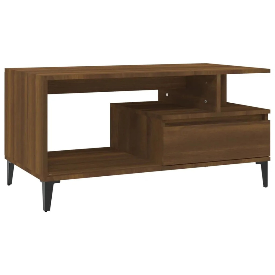vidaXL Couchtisch in Braun mit Eichen-Optik aus Holzwerkstoff und Metall, B/T/H: 90 x 49 x 45 cm - Bild 2