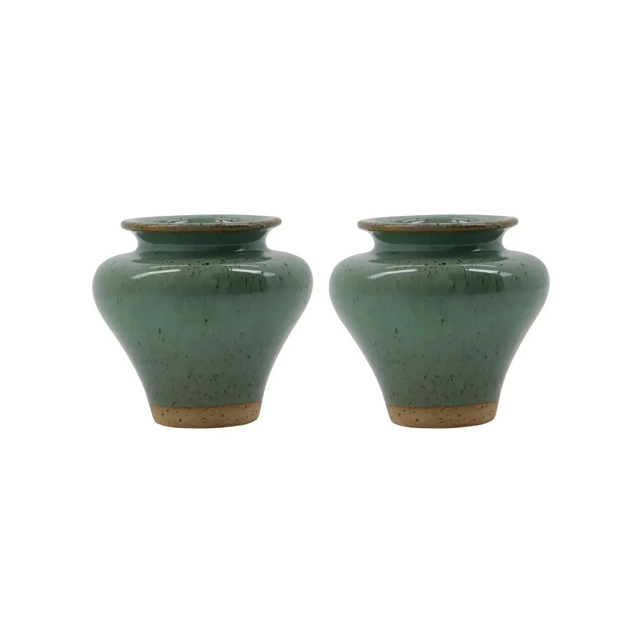 House Doctor Kolo Vase grün, 2er Set aus Keramik, B/T/H: 9,5 x 8,5 x 2,0 cm - Bild 1