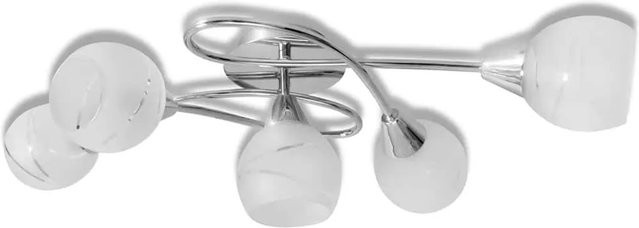 vidaXL Deckenleuchte modern in Chrom mit 5 sphärischen Glasschirmen und E14 Fassungen - Bild 1