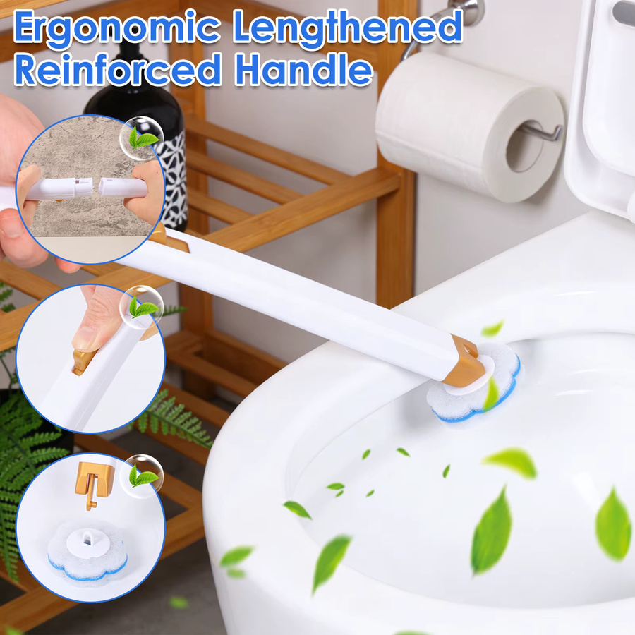 Willstar Toilettenbürsten-Set mit Einweg-Ersatzköpfen in Weiß, freistehendes Reinigungsset mit langem Griff für 360° Reinigung - Bild 3