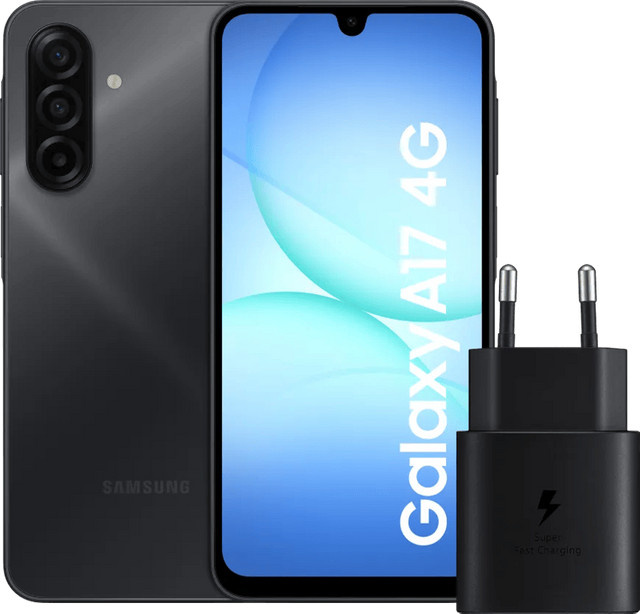Samsung Galaxy A17 4G Smartphone 128GB Schwarz mit Samsung 25 Watt Ladegerät Schwarz - Bild 1