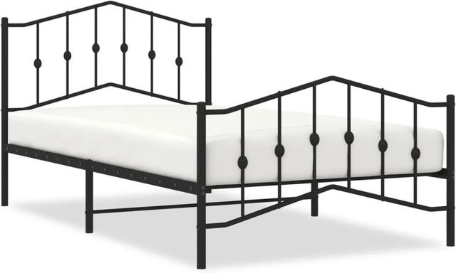 vidaXL Bettgestell aus Metall mit Kopf- und Fußteil in Schwarz, B/T/H: 107 x 203 cm - Bild 1