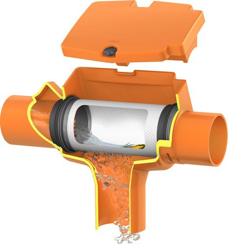 Garantia Supra Regenwasserfilter intern für Cristall-Erdtanks mit geradem Abgang in Orange - Bild 1