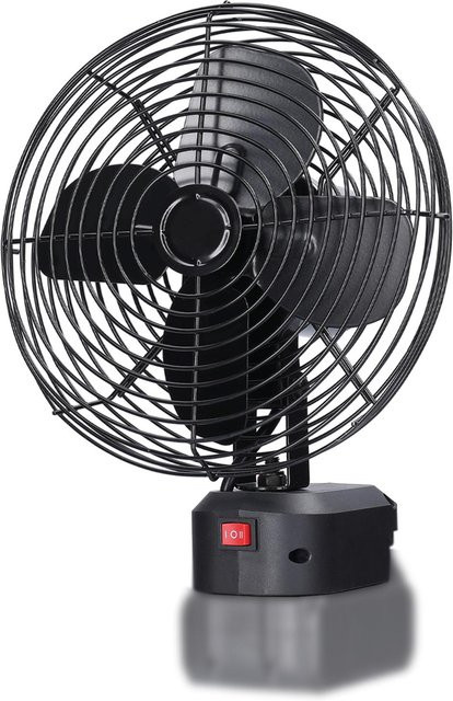 Tragbarer Metallventilator für den Außenbereich in Schwarz mit einstellbarer Geschwindigkeit und Lithium-Akku - Bild 1