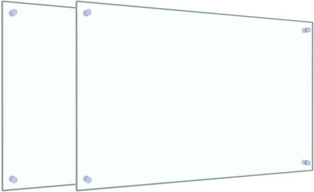 vidaXL Küchenrückwände aus Hartglas, 2 Stück, transparent, B: 80 cm, H: 50 cm - Bild 1