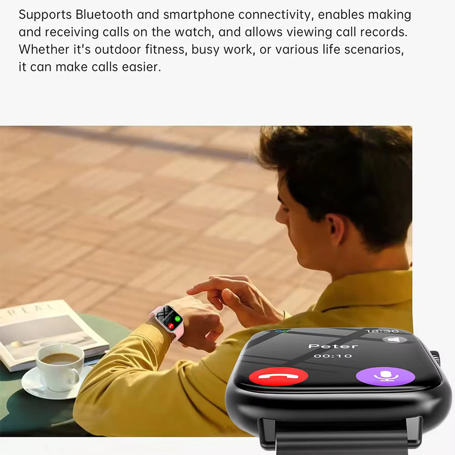LAXASFIT Smartwatch mit Bluetooth-Anruf, Herzfrequenzüberwachung und Sprachassistent in Schwarz - Bild 4