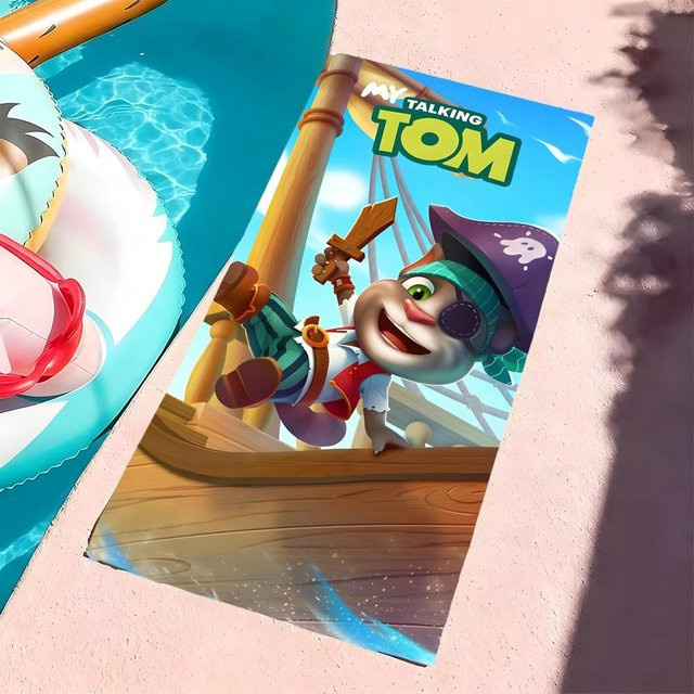 T-Talking Tom & Friends Mikrofaser Strandhandtuch, sandfrei und schnelltrocknend, Multicolor, B/H: 150 x 75 cm - Bild 1