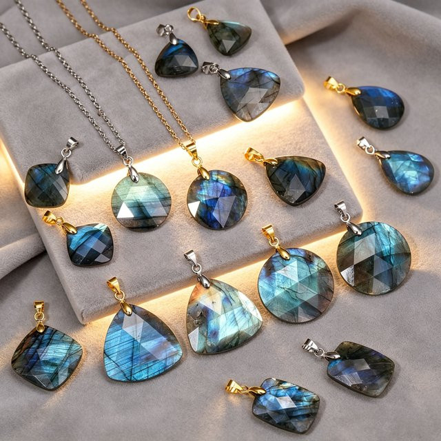 SANSHI Halskette mit Labradorit Anhänger, Damen - Bild 1