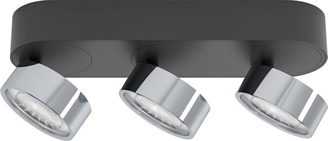LUX-IT Swing 95 Round LED-Deckenstrahler 3-flammig in Schwarz und Chrom mit warmweißem Licht (2700K) - Bild 1
