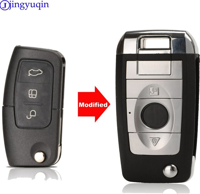 Jingyuqin 3-Tasten modifiziertes Auto-Klappschlüsselgehäuse für Ford Fiesta Focus 2 Ecosport Kuga Escape C Max Ka in Schwarz - Bild 1