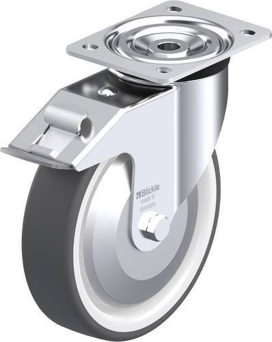 Blickle Lenkrolle 8664 L-POTH 200K-FI-FA mit Feststeller, Rad-Durchmesser: 200 mm, Tragfähigkeit: 400 kg, grau/weiß - Bild 1