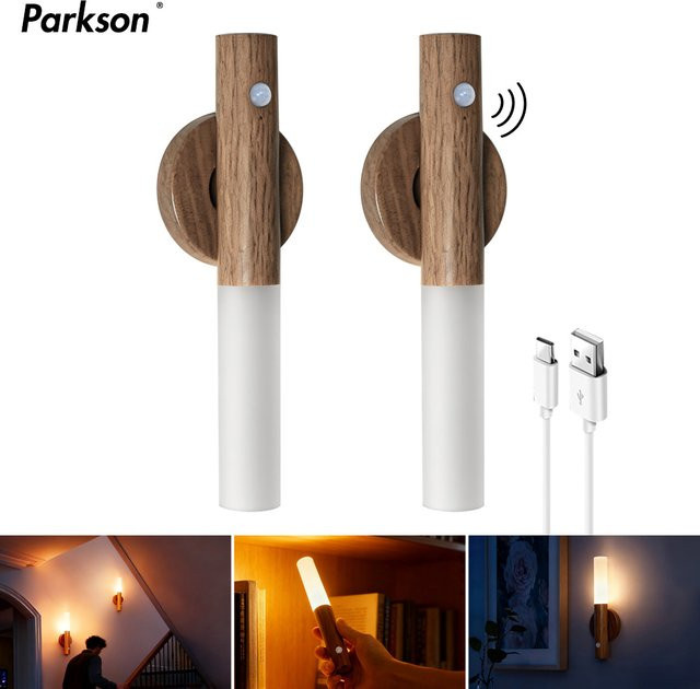 PARKSON Smart Motion Sensor Nachtlicht, magnetische weiße LED Wand Lampe mit wiederaufladbarem Akku für Schlafzimmer, Badezimmer, Küche und Treppen - Bild 1