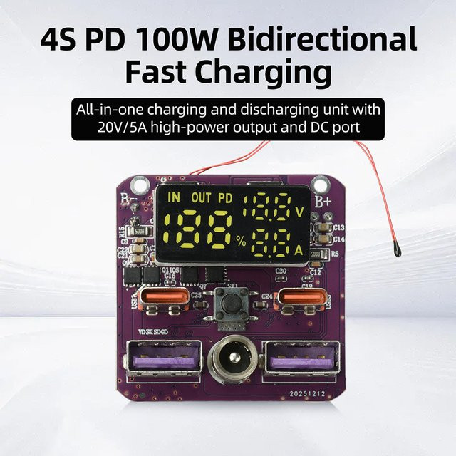 Gaqqee 4S PD 100W Bidirektionales Schnelllademodul mit DC-Anschluss, 20V 5A Hochleistungs-Lade- und Entlademodul - Bild 1