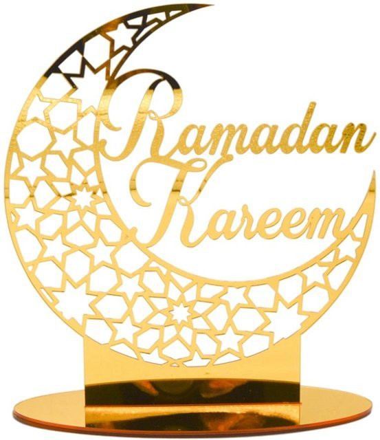 TOMTOP JMS Eid Mubarak Acrylornament in Beige und Gold als Ramadan Dekoration und muslimisches Partyzubehör - Bild 1