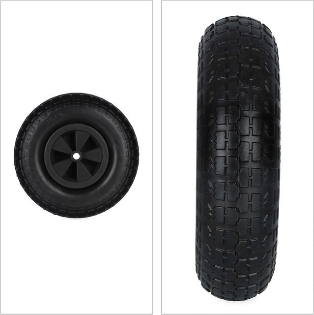 Relaxdays Schubkarrenrad aus Vollgummi in Schwarz, pannensicher, Durchmesser: 33 cm, Breite: 9 cm - Bild 1