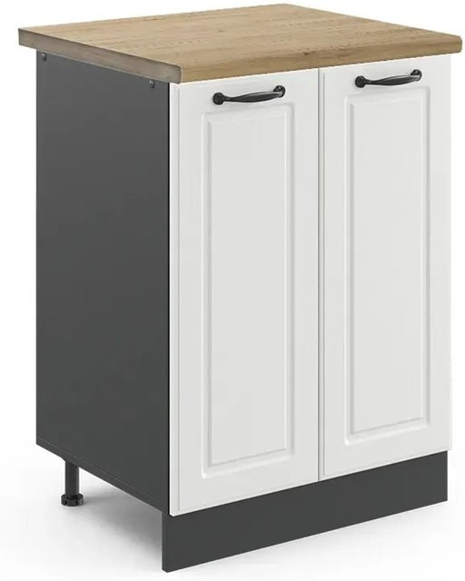 Vicco Küchenunterschrank R-Line Landhausstil in Weiß und Anthrazit mit Eichenoptik, B/T/H: 60 x 60 x 81,6 cm - Bild 1