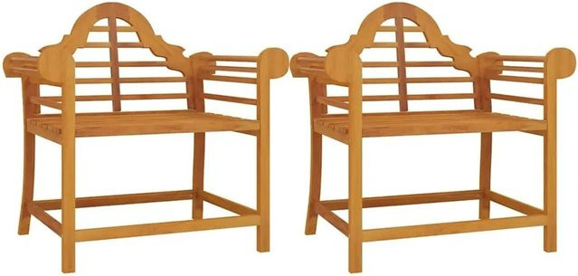 vidaXL Gartenstühle Set aus 2 Stück aus Teakholz in Braun mit Armlehnen H x B x T: 94 x 91 x 62 cm - Bild 1
