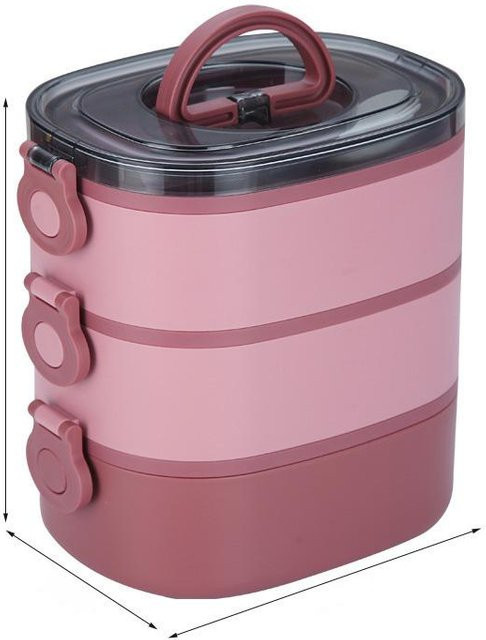 BC-Warm Home Dreilagige Edelstahl-Lunchbox in Grau mit großem Fassungsvermögen für Studenten und Büroangestellte - Bild 1