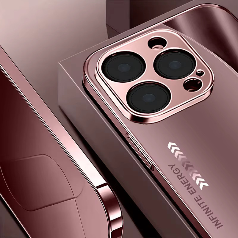 Luxuriöse Handyhülle aus gehärtetem Glas mit pinkfarbenem Linienmuster und Metallic-Effekt für Apple iPhone Modelle - Bild 5