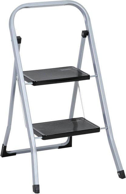Axentia Klapptritt aus Stahl in Silber, B/H/T: 55 x 82 x 47 cm - Bild 1