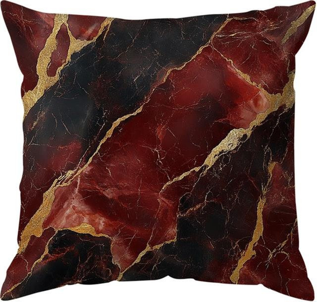 JMG Clothing Kissenbezug mit Marmor-Design in Weinrot, quadratisch, B/T: 45 x 45 cm - Bild 1