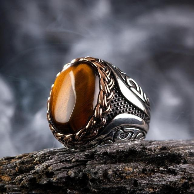 Ring Türkisperlenring, Silber, Zirkonia, Unisex, Vintage - Bild 1