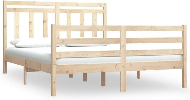 vidaXL Massivholzbett aus Kiefernholz in Braun mit rustikaler Optik, B/T/H: 120 x 190 x 69,5 cm - Bild 1