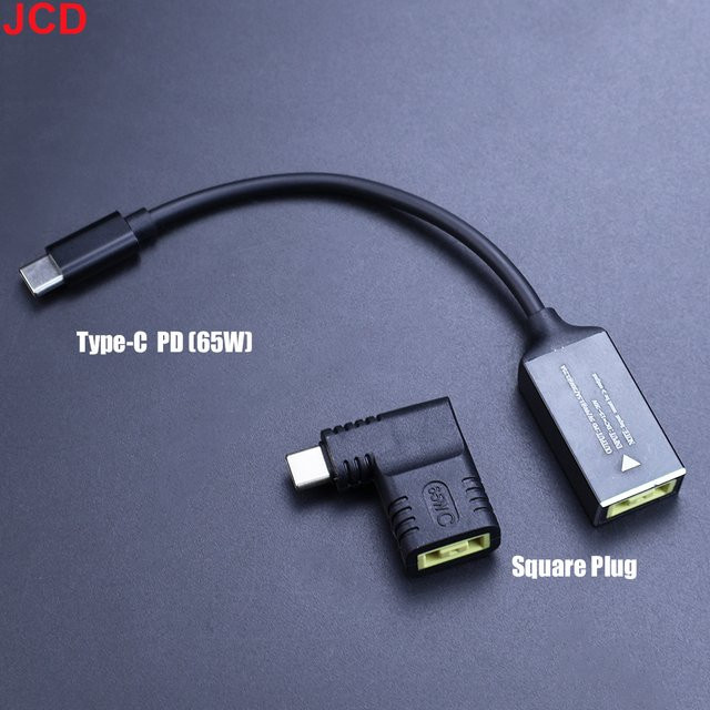 JCD 65 W USB Typ C PD Schnellladekabel für Lenovo Laptop Ladegerät DC Vierkantstecker auf Typ C PD Adapter Konverter für MacBook, Schwarz - Bild 1