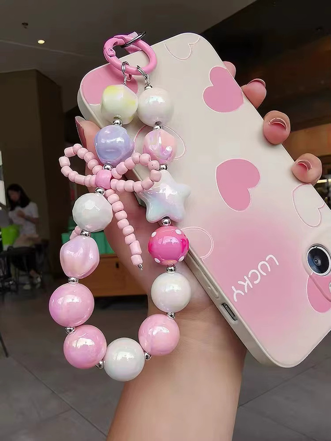 ZHANZHI Handy-Lanyard Handbestickte DIY-Handschlaufe und Handy-Anhänger in Pink - Bild 3