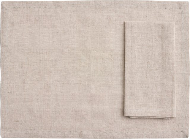 HAY Tavolo Serviette Tischset 4er Set aus Bio-Baumwolle und Leinen in Beige - Bild 1