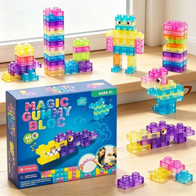 RUIYOROT Quetschspielzeug, Jelly-Bausteine, 40-teiliges Set, ab 3 Jahren - Bild 1